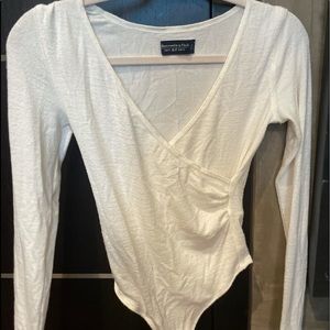 Abercrombie and Fitch white soft cross bodysuit